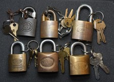 Lot 6 Vintage Corbin USN Navy Brass Padlocks New Britain CT Keys Work  0022 picture