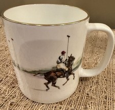 Vintage 1983 Ralph Lauren Equestrian POLO SCENE Large Coffee Mugs Set Of 4 picture