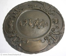 Fabolous sculpture cast bronze plate 19th century Naples Napoli dance tarantella picture