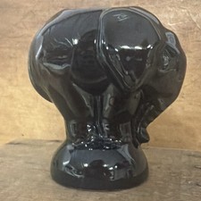 Frankoma #180 Black Glazed Elephant Vase RARE tan clay 1942 picture