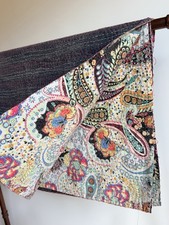 Vintage Kantha Quilt 90x86 Paisley Floral Reversible Hand Stitched Bedspread picture