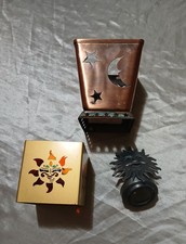 LOT OF 3 Vintage Celestial Whimsigoth Sun and Moon Candle Holders Gold Tone MCM picture