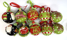 Mud Pie Christmas Ornaments Ceramic Polka Dots Santa/Trees/Gingerbread CHOOSE picture