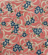 Vintage 1930's-40's feedsack fabric blue flowers on pink background 9x10