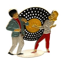 Vintage 1970s Revere Disco Beat Earring Holder Metal Dancers Retro USA ^ picture