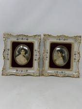 2 vintage COLLECTIBLE PORTRAITS BY CAMEO CREATIONS WITH PORCELAIN FRAMEs EUC picture