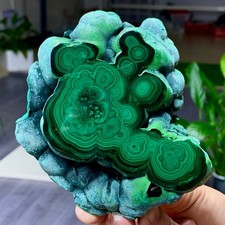 695G Natural glossy Malachite transparent crystal rough mineral sample healing picture