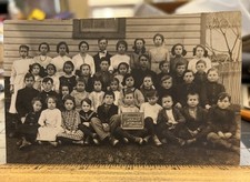 1915 RPPC Fairview PA, Erie Co. Fairview School Class Photo J S Wallace Teacher picture