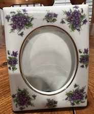 Vintage LEFTON China Porcelain Picture Frame Hand Painted Violets Purple Flowers picture