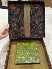 Vintage Chinese Tang Style Green Glazed Marbled Jiaotai Go Weiqi Board Game Box picture