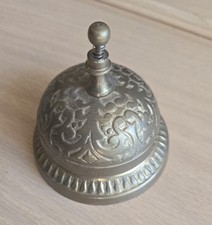 Vintage Ornate Brass Hotel Desk Bell Embossed Victorian Style Service Counter picture