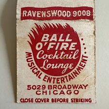 Vintage 1940s Ball O’ Fire Cocktail Lounge Chicago Matchbook Cover picture