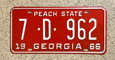 1966 GEORGIA license plate – COBB CO– BRILLIANT ORIGINAL vintage antique car tag picture