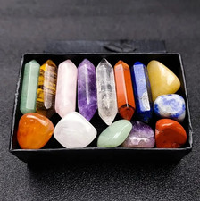 14pcs Colorful Quartz Crystal Chakra Healing Stone Set Meditation Decor - NEW picture