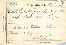 1918 Dr Ira B Hull Prescription Script Presque Isle Maine Strophanthus picture