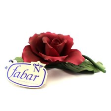 Febar RED ROSE Capodimonte Porcelain Figurine Hand Painted Vintage Italy ** picture