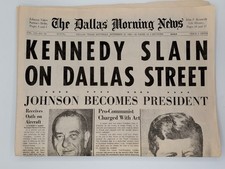 Original 1963 JFK Assassination Dallas Morning News Kennedy Slain Dallas Street picture