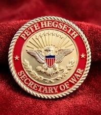 Rare Authentic Trump Secretary Of War Pete Hegseth Challenge Coin picture