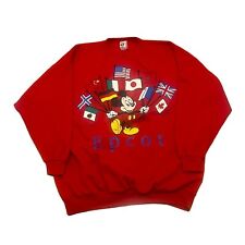 Vintage 1990's Disney Designs Epcot Center Mickey Mouse Flags Red Sweatshirt 4XL picture
