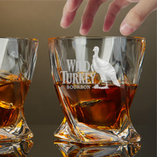 Custom Engraved Wild Turkey Bourbon Whiskey Glass 10 oz Twisted Rocks Glass NEW picture