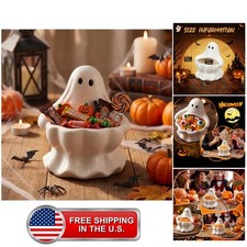 Halloween Ghost Candy Bowl White Ceramic Ghost Candy Dish picture