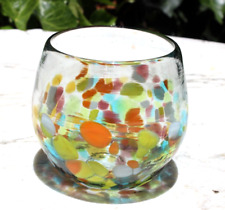 Vintage Hand-Blown Splattered Confetti Glass Tumbler Drinking Cup picture