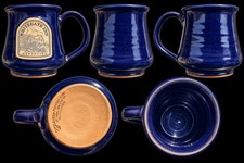 RARE Deneen Pottery Whitegate Inn Mendocino CA Cobalt Blue Hand Thrown Mug picture