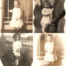 x4 LOT c1910s Toddler Children Outdoor RPPC Antique Studio Fashion Dress Photo picture