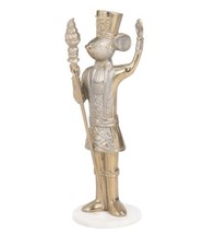 Metal Mouse King Nutcracker Sculpture Marble Base 24 inch Tall Figure Christmas picture