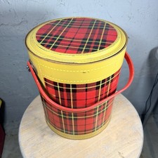 Vintage 1950's The Skotch Kooler 4 Gallon Hamilton Red Black Tan Plaid Christmas picture