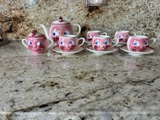 Vtg J Milota Czech Moon Face Tea Set 1920s Porzelanit Anthropomorphic Googly Eye picture