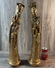 Vintage Chinese King and Queen Immortal Figurines in Gold - A Pair - Porcelain picture