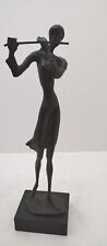 Alberto Giacometti Style Bronze Woman Flute Player  14 