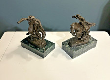 2 Remington Miniatures Bronze Sculpture Bucking Bronco  The Cheyenne Marble base picture