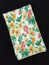 Vintage 1980s Tablecloth Yellow Flowers Pink Kitchen Patio Deck Summer Decor picture