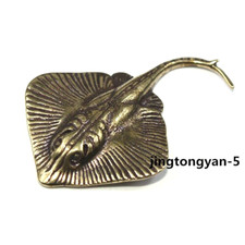 Brass Ray Figurine Small Fish Statue Home Table Decoration Animal Figurines Toys picture