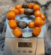 Vintage Authentic Amber Color Bakelite Faturan Resin Beads Necklace - 262g picture