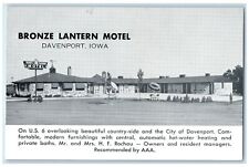 1951 Bronze Lantern Motel Roadside Davenport Iowa IA Posted Vintage Postcard picture