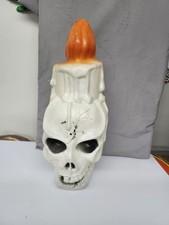  Rare Vintage Skull Candle Skeleton Halloween Blow Mold 13 1/2