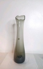 Vintage Epic Viking W/sticker Glass *GLOWING* Swung Vase Smoke Color 18” Amazin picture