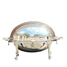 Antique Circa 1880 English Silver Plate Revolving Top Edwardian Food Warmer picture