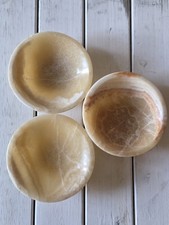 KCGS (3) Yellow Onyx Small Bowls (For Display) 4½in, Pakistan #1583 picture