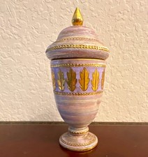 Vintage Antique Hand Made in Italy Lavender & Gold Leaf Florentine  Urn Jar     picture