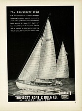 1945 TRUSCOTT BOAT & DOCK Truscott H28 Sailboat Vintage Print Ad picture