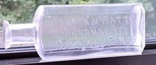 VERY RARE IRVIN & WATT PHARMACISTS BOTTLE REIDSVILLE NC MEDICINE GLASS 6 1/2