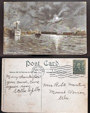 1909 Moonlight on the Harbor Steamboat James River Richmond Virginia B8 picture
