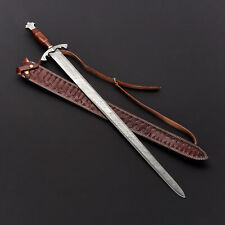 Hand Forged Damascus Steel Viking Medieval Swords Battle Handmade Sword Gifts picture