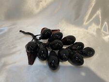 Vintage Mid Century Hand Blown Art Glass Dark Purple Grapes in Cluster MCM picture