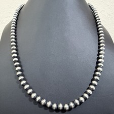 Sterling Silver 8mm Navajo Pearl 28β Necklace Native American Jewelry picture