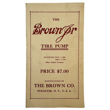 Antique 1914 Brown Jr Tire Pump Sales Brochure Syracuse NY Ford Auto Accessory picture